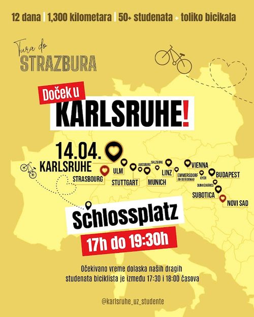  Begrüßt die serbischen Studierenden auf ihrer Radtour nach Straßburg