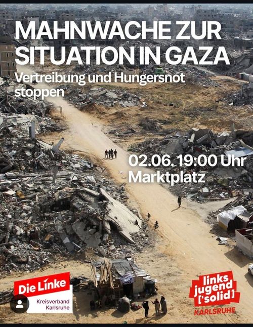 Gaza-Mahnwache: Vertreibung und Hungersnot stoppen